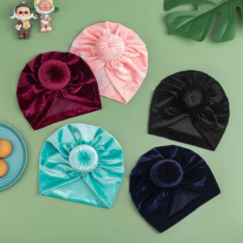 Miniatura 7 de DRESHOW BQUBO Baby Turban Hats Turban Bun Knot Baby Infant Beanie Baby Girl Soft Cute Toddler Cap