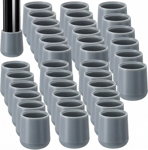 Miniatura 17 de Jetec 12 Pcs 1 Inch Folding Chair Leg Caps Heavy-Duty Plastic Chair End Caps Non-marring Furniture Glides Round Hardwood Floor Protectors (Brown,1in)