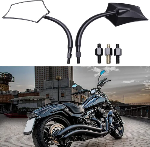 Miniatura 9 de JMTBNO Espejos retrovisores traseros negros de 8 mm para motocicletas Fits para Road King, Street Glide, Softail, Electra Glide, Road Glide, Dyna