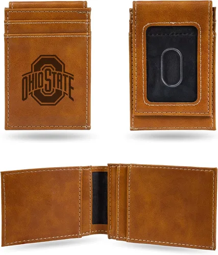 Miniatura 40 de Cartera de bolsillo frontal grabada con láser NCAA - Compacta/Cómoda/Delgada