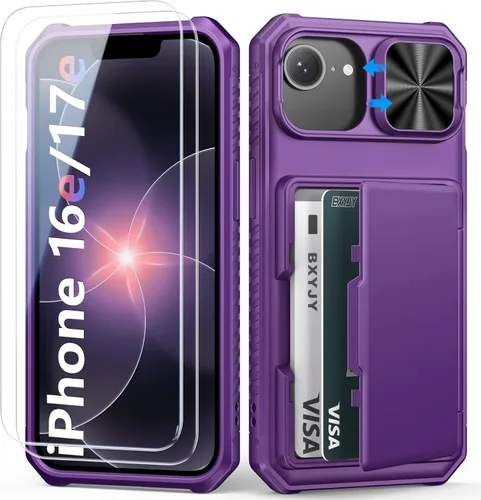 Miniatura 14 de BXYJY Funda tipo cartera para iPhone 15 Pro con tarjetero (4-5 tarjetas) y cubierta deslizante para cámara y soporte, protección contra caídas