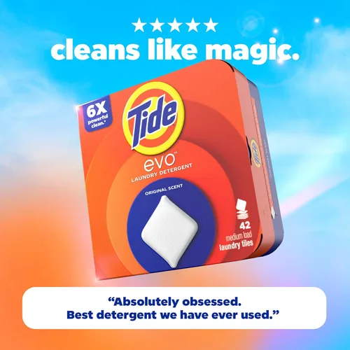 Miniatura 19 de Tide Los azulejos de fibra de detergente para ropa con aroma original de evo funcionan en el 100% de las manchas comunes, seguro para todas