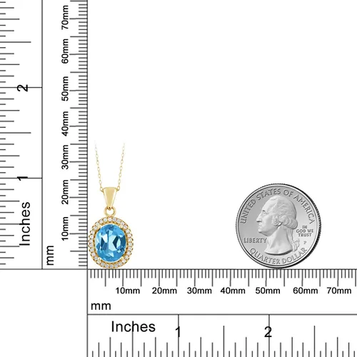 Miniatura 35 de Gem Stone King Collar con colgante de plata chapada en oro amarillo de 18 quilates de 0.433 x 0.354 in con piedra natal ovalada para mujer