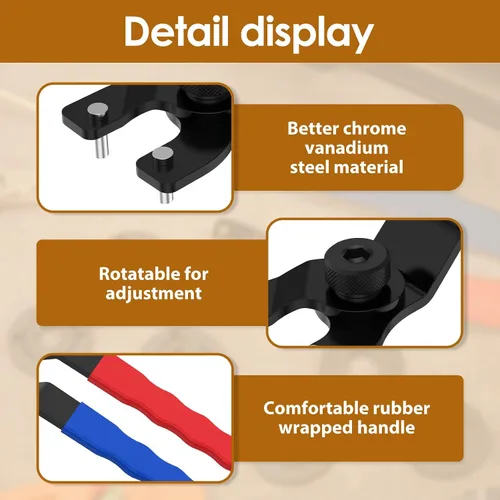 Miniatura 5 de Llave de amoladora angular universal ajustable con kit de tuerca de brida, llave de amoladora de tuerca de bloqueo, adecuada para amoladoras