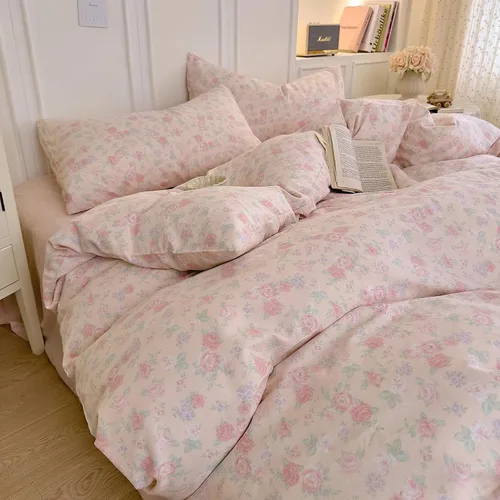 Miniatura 31 de Juego de funda de edredón blanca con estampado floral azul, juego de ropa de cama de algodón suave estilo bohemio, juego de ropa de cama estética
