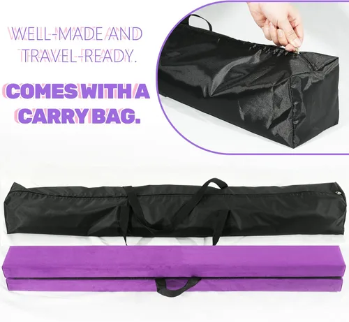 Miniatura 7 de FC FUNCHEER - Viga de equilibrio plegable, viga de suelo para gimnasia, equipo de gimnasia para niños, base de madera, fondo antideslizante y bolsa