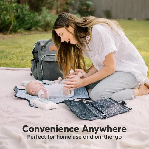 Miniatura 7 de KeaBabies Cambiador de pañales portátil, para viajes, automóvil – Cambiador grande impermeable para bebé, lavable, acolchado, bolsa de viaje