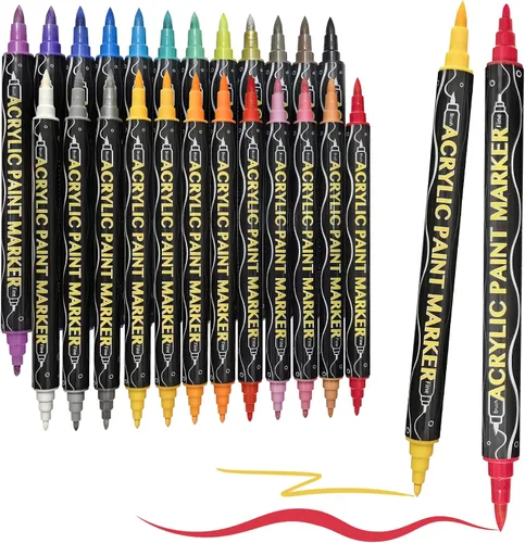 Marcadores para libros para colorear para adultos, sin sangrado, marcadores de pintura acrílica de doble punta, pincel y punta fina, suministros de