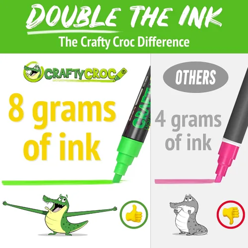 Miniatura 5 de Crafty Croc Marcadores de tiza de punta fina – (punta recisa de 0.118 pulgadas, 4 blancos) – Bolígrafos de tinta de tiza líquida sin polvo