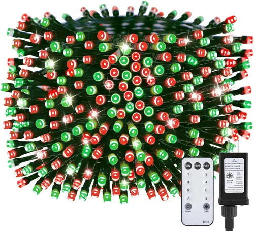 Miniatura 17 de Minetom Luces LED para árbol de Navidad de 50 pies, 1000 luces LED para exteriores, cuerda de petardos para exteriores, 12 modos, temporizador