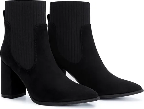 Miniatura 4 de Athlefit Botas de tobillo con punta puntiaguda para mujer con tacón alto y elástico