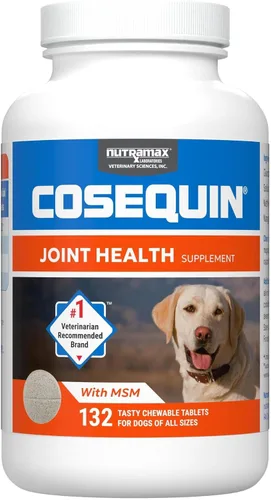 Nutramax Laboratories Cosequin Suplemento de salud articular de máxima fuerza para perros, con glucosamina, condroitina y MSM, paquete de 2, 264