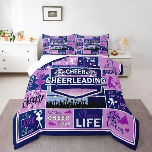 Miniatura 14 de Erosebridal Juego de edredón para niñas de baile, tamaño individual, juego de ropa de cama de ballet con purpurina para niños, adolescentes