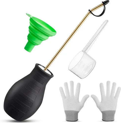 Polvo de tierra de diatomeas, dispensador aplicador de polvo de jardín de 8 onzas con tubo de metal largo, rociador de plumero de bombillas para