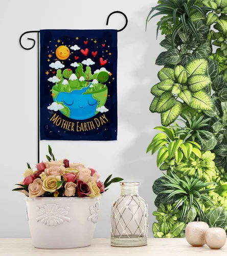 Miniatura 9 de Breeze Decor - Juego de bandera para jardín con soporte de expresión de paz y apoyo a la paz y protección del medio ambiente para decoración