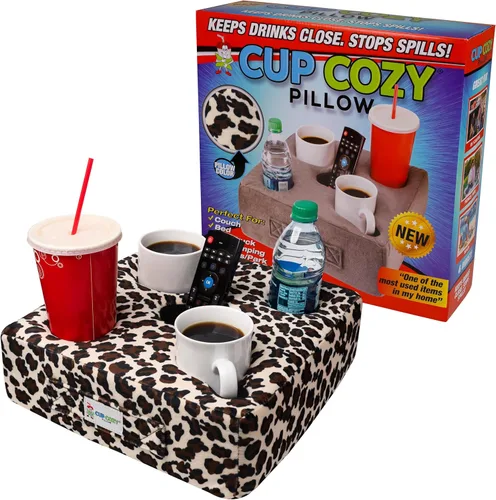 Miniatura 10 de La Almohada Portavasos Original Cup Cozy Pillow de 5 Agujeros Negra Como se Ve en TV - Soporte Portavasos para Sofá, Sillón, Cama, Automóvil, Casa