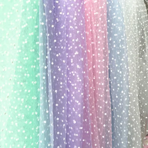 Miniatura 2 de ECYC Ltd 17.7 x 61 pulgadas, tela de tul de lunares blancos, tela de tul de malla de tul transparente para coser, faldas tutú, velo de novia