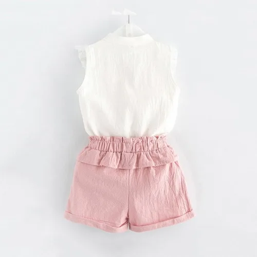 Miniatura 3 de Moonker Conjunto de ropa de verano para niños pequeños y niñas camiseta bordada pantalones cortos