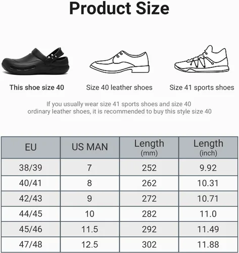 Miniatura 4 de Zapatos de chef antideslizantes para hombre, zuecos de trabajo de enfermería impermeables para cocina, zapatos para trabajar en restaurante de hombre