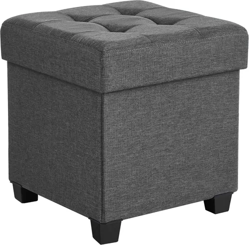 SONGMICS Otomano de almacenamiento de 15 pulgadas, banco de dormitorio con almacenamiento, taburete con patas, soporta hasta 660 libras, gris oscuro