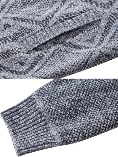 Miniatura 66 de VtuAOL Suéteres tipo cárdigan para hombre, con cremallera completa, cuello alto, cárdigan de punto casual con bolsillos