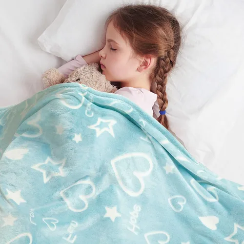 Miniatura 7 de Manta que brilla en la oscuridad con corazones y estrellas, regalos para niñas, mujeres y mamás, manta azul suave y cálida para niñas, regalos