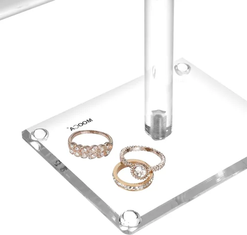 Miniatura 16 de MOOCA Organizador de joyas de acrílico transparente de lujo, soporte de pulsera de barra en T de 2 niveles, soporte de collar acrílico, soporte