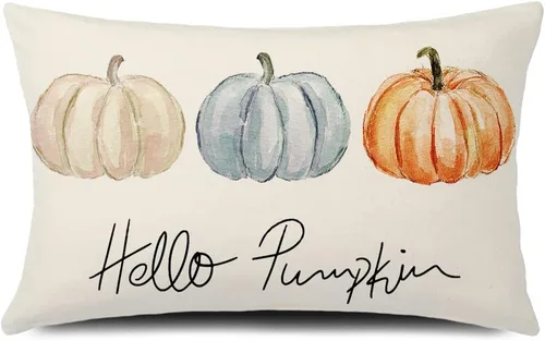 Miniatura 8 de Funda de almohada de otoño de 20 x 12 pulgadas, funda de cojín de otoño con diseño de calabazas de otoño, funda de almohada lumbar de lino
