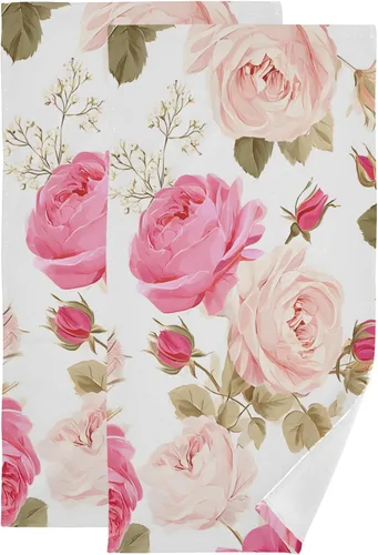 Miniatura 12 de susiyo Juego de 2 toallas de mano de estilo chinoiserie con estampado de flores azules, toallas de baño decorativas súper suaves y altamente
