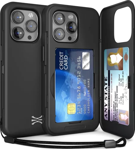 Miniatura 35 de TORU CX Slim - Funda tipo cartera para iPhone 15, funda protectora a prueba de golpes resistente con tarjetero oculto y ranura para tarjetas, espejo