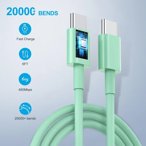 Miniatura 4 de Cargador de carga rápida para iPhone 17, cargador de pared USB C de doble puerto de 40 W, bloque de carga rápida con cable de carga USB C a C de 6