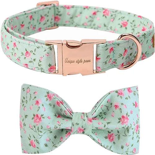 Miniatura 36 de Unique style paws Collar de perro para el día de San Valentín con lazo de flores, collar de cachorro de corazón azul, el mejor regalo para niños