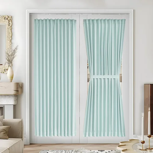 Miniatura 122 de Vatge - Cortinas autoadhesivas para puerta francesa, tratamiento de ventana con filtro de luz sin varillas ni perforaciones para puertas de cristal