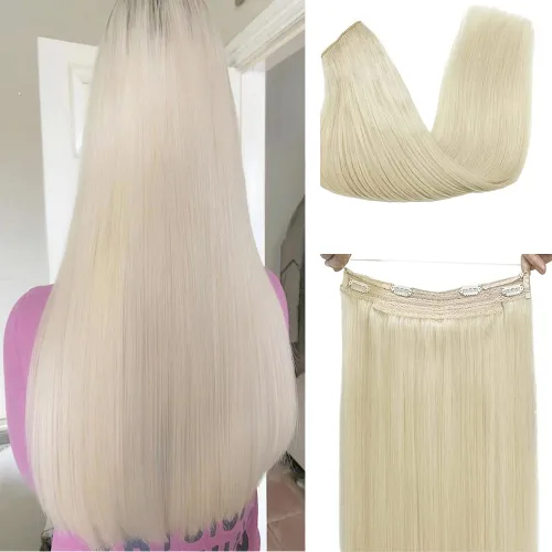 Miniatura 11 de Extensiones de cabello con alambre negro, extensiones de cabello balayage, extensiones de cabello con alambre de cabello humano, 14 pulgadas 70 g