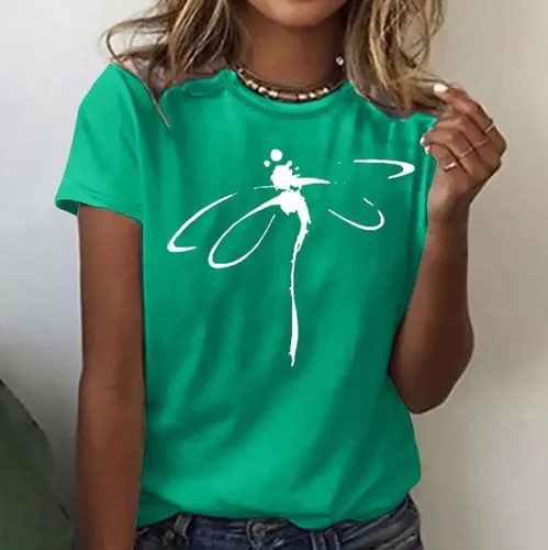 Miniatura 98 de Camiseta con estampado de animales para mujer, camiseta de libélula divertida, linda camiseta de manga corta, blusa de primavera 2023, camisas