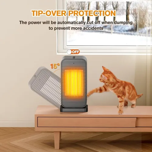 Miniatura 7 de Calentadores de espacio eléctricos portátiles para uso en interiores, mini calentador de espacio y ventilador combo, pequeño calentador