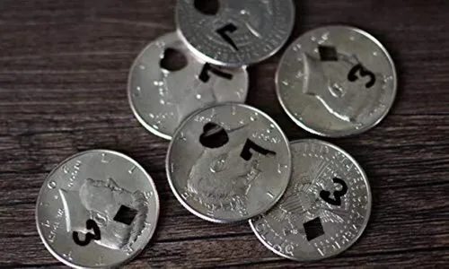 Miniatura 2 de blue-ther 7 de corazones, medio dólar para monedas, trucos de magia, juego de cartas de mago, accesorios de primer plano, accesorios de primer