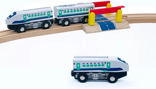 Miniatura 2 de Set de Accesorios de Pista de Tren de Madera de Bala de Alta Velocidad, Juguetes de Tren de Ciudad Compatibles con Pista de Tren de Madera