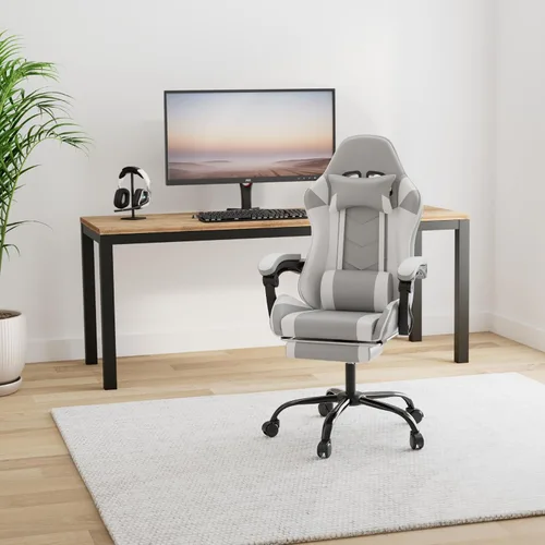 Miniatura 2 de YSSOA Silla para videojuegos, silla de computadora con reposapiés, altura ajustable y función de inclinación de 90° a 135°, silla reclinable