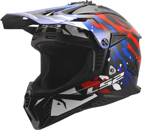 Miniatura 5 de LS2 Helmets Gate II - Casco integral para motocicleta MX Brillo lavado rojo/azul/morado