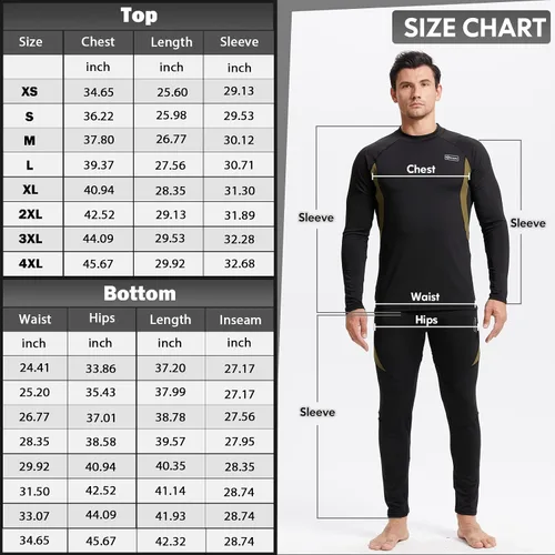Miniatura 6 de romision Thermal Underwear for Men Long Johns Fleece Lined Hunting Gear Bottom Top Set Base Layer for Cold Weather XS-4XL