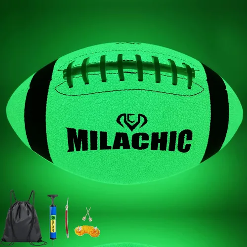 Miniatura 7 de Balón de fútbol que brilla en la oscuridad Tamaño 9 y Tamaño 6 para jóvenes, balones de fútbol luminosos y brillantes con súper agarre, de piel