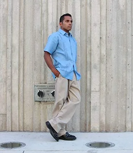Miniatura 3 de Camisa Guayabera de manga corta para hombre de lino cubano