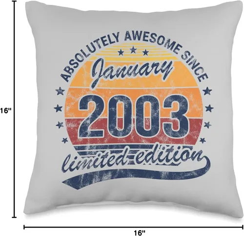 Miniatura 4 de Awesome Since 2003 Limited Edition Retro Birthday So Absolutely Awesome Since January 2003 - Almohada de cumpleaños para hombre y mujer, 16 x 16