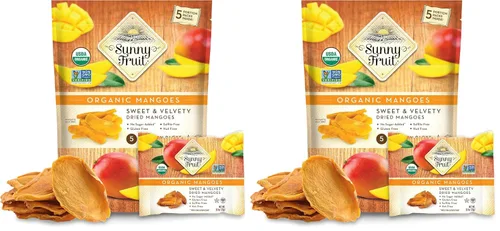 Miniatura 10 de Sunny Fruit Mangos secos orgánicos suaves – 1 bolsa (5 paquetes de porciones individuales) Sin conservantes, sulfuros o azúcar añadido Paquetes