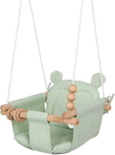 Monkey & Mouse Columpio para bebé, silla colgante portátil para interiores y exteriores, color verde pálido, para bebés y niños pequeños de 6 meses
