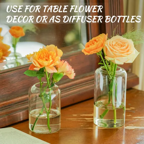 Miniatura 3 de Juego de 9 jarrones de cristal transparentes para centros de mesa, jarrón de cristal pequeño moderno para bodas, fiestas, centros de mesa