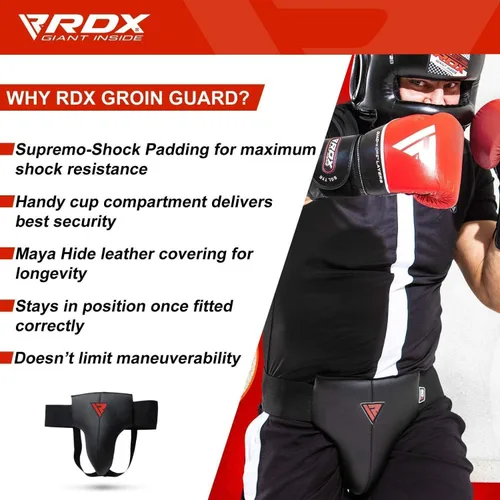 Miniatura 7 de RDX Protector de ingle para boxeo, Muay Thai, Kickboxing y entrenamiento de MMA, equipo de cuero Maya Hide Abdo para artes marciales, protector