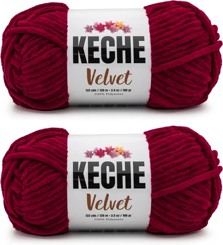 Miniatura 124 de Keche Hilo de terciopelo para ganchillo, manta de felpilla suave, voluminosa, hilo amigurumi, 3.53 oz (132 yardas), color azul bebé
