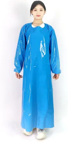 Miniatura 5 de ELEBOX Waterproof Apron with Long Sleeves, Safety Apron Work Uniform for Men & Women, Chemical Resistance Anti-Tear Apron Azul